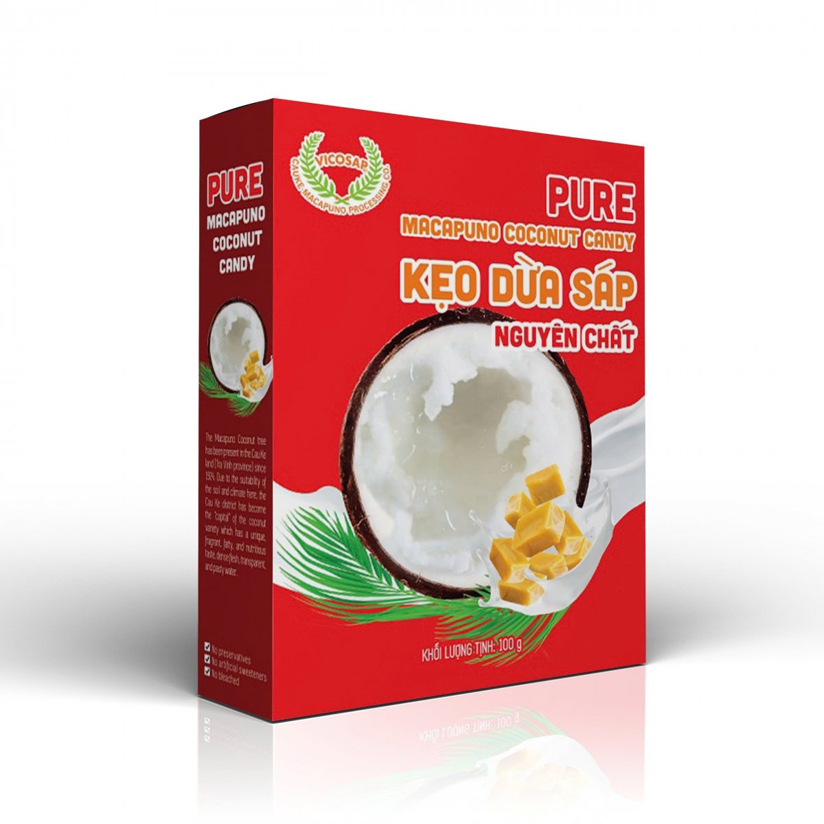 Kẹo dừa sáp nguyên chất hộp 100gr