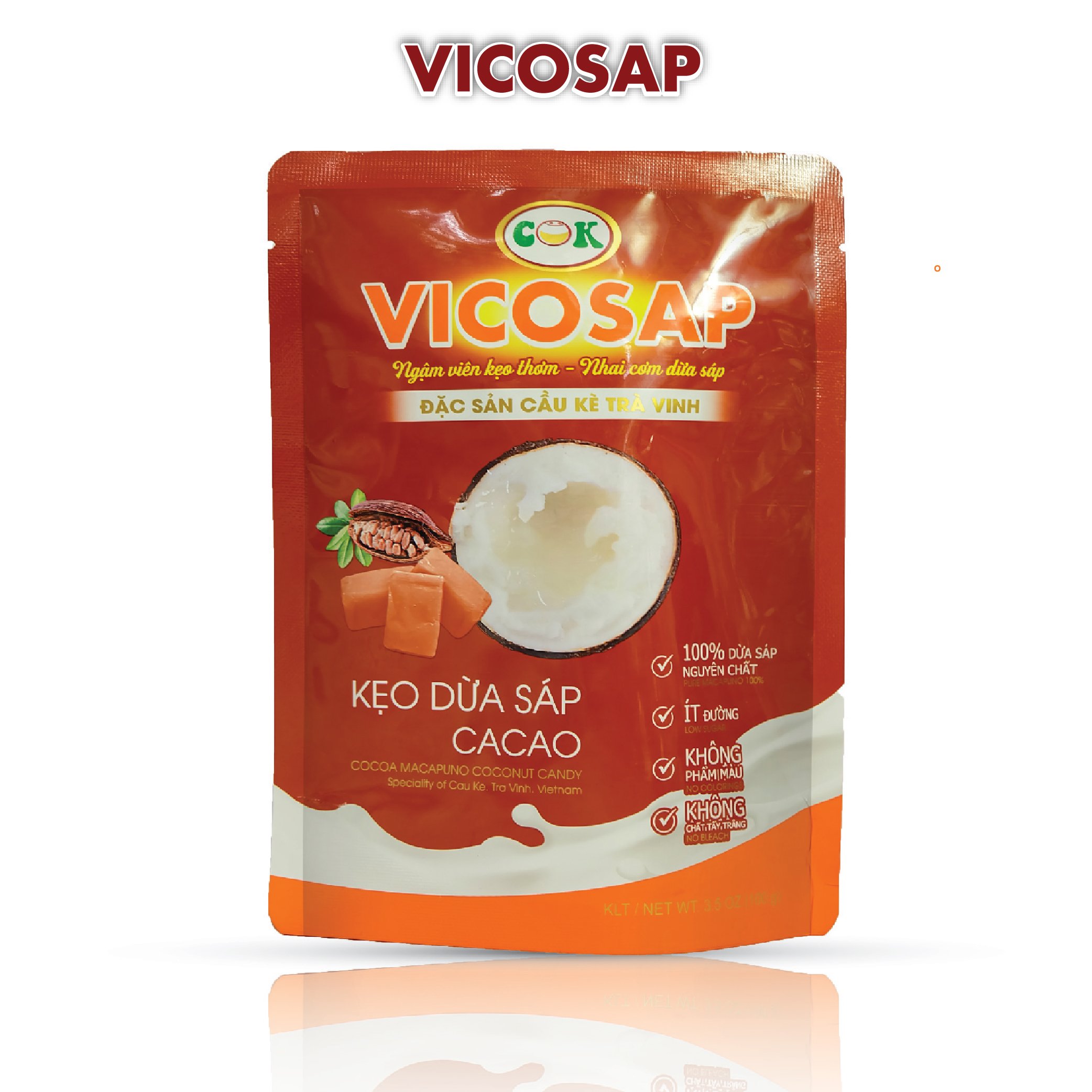 Kẹo dừa sáp vị ca cao túi 100g