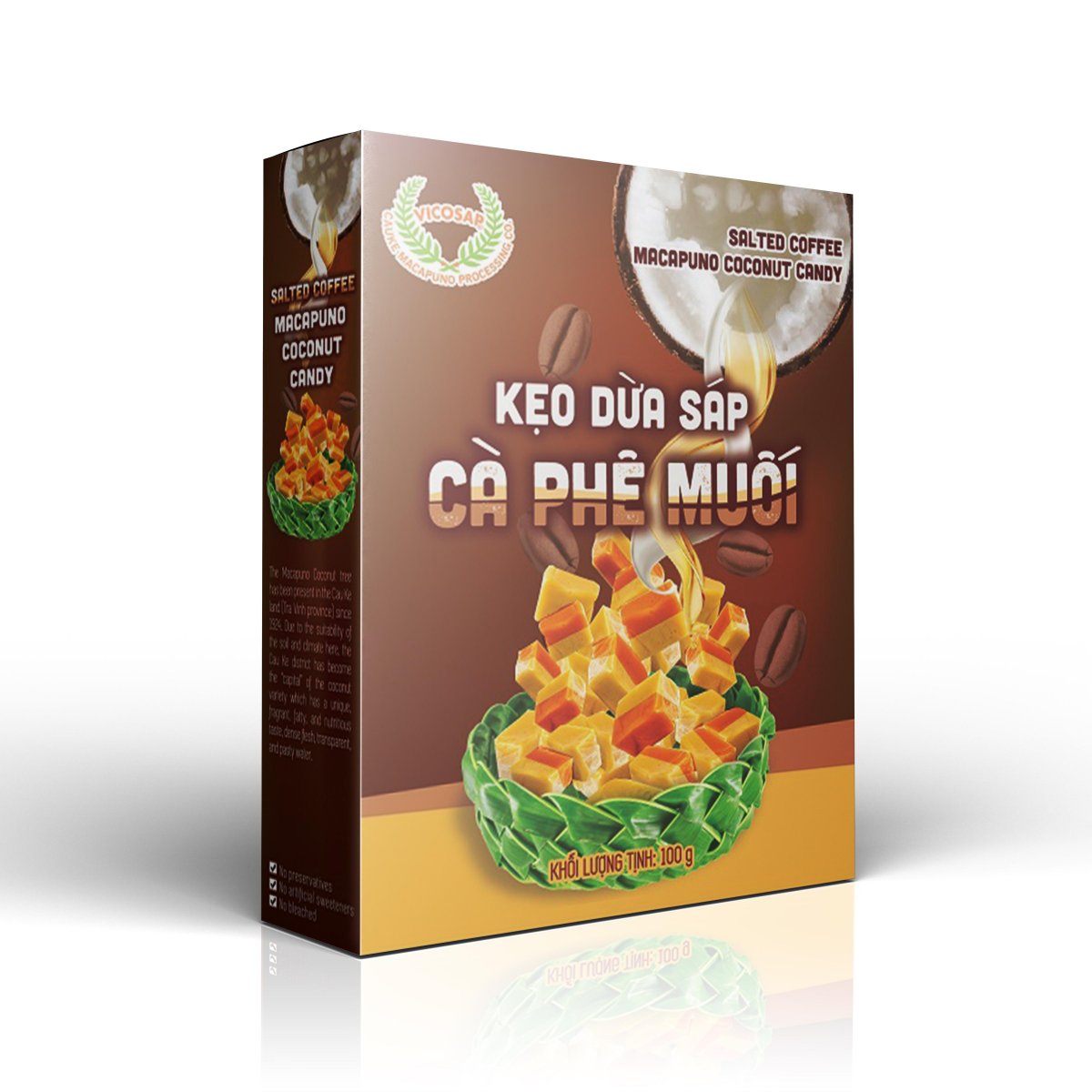 Kẹo dừa sáp cà phê muối hộp 100gr
