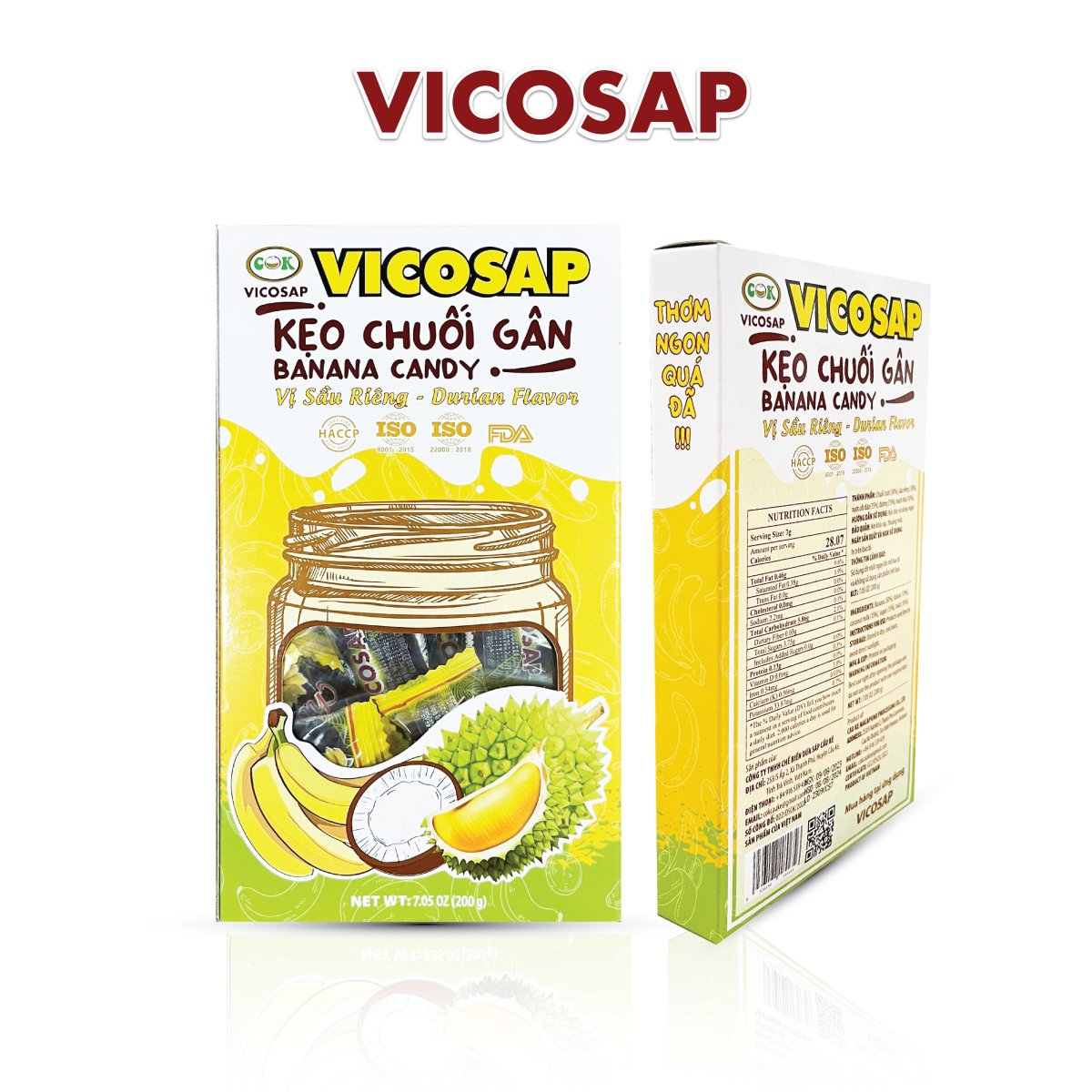 Kẹo Chuối gân hộp 200g (vị sầu riêng)