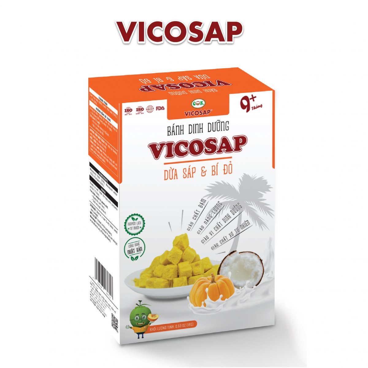 Bánh dinh dưỡng Vicosap dừa sáp & bí 18g
