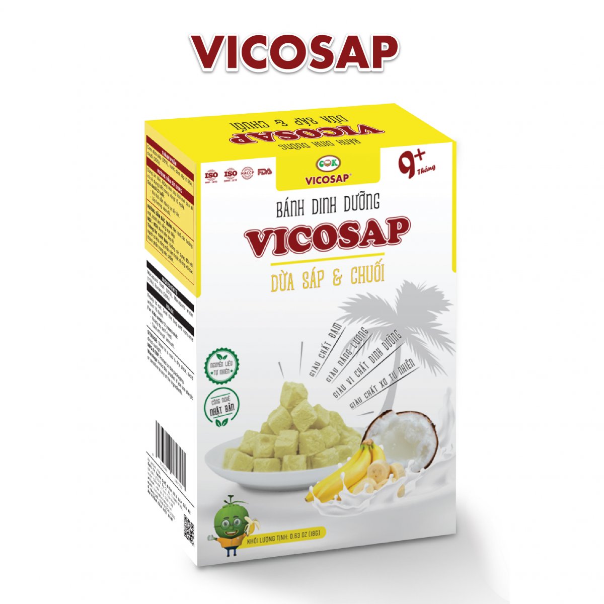 Bánh dinh dưỡng Vicosap dừa sáp & chuối 18g