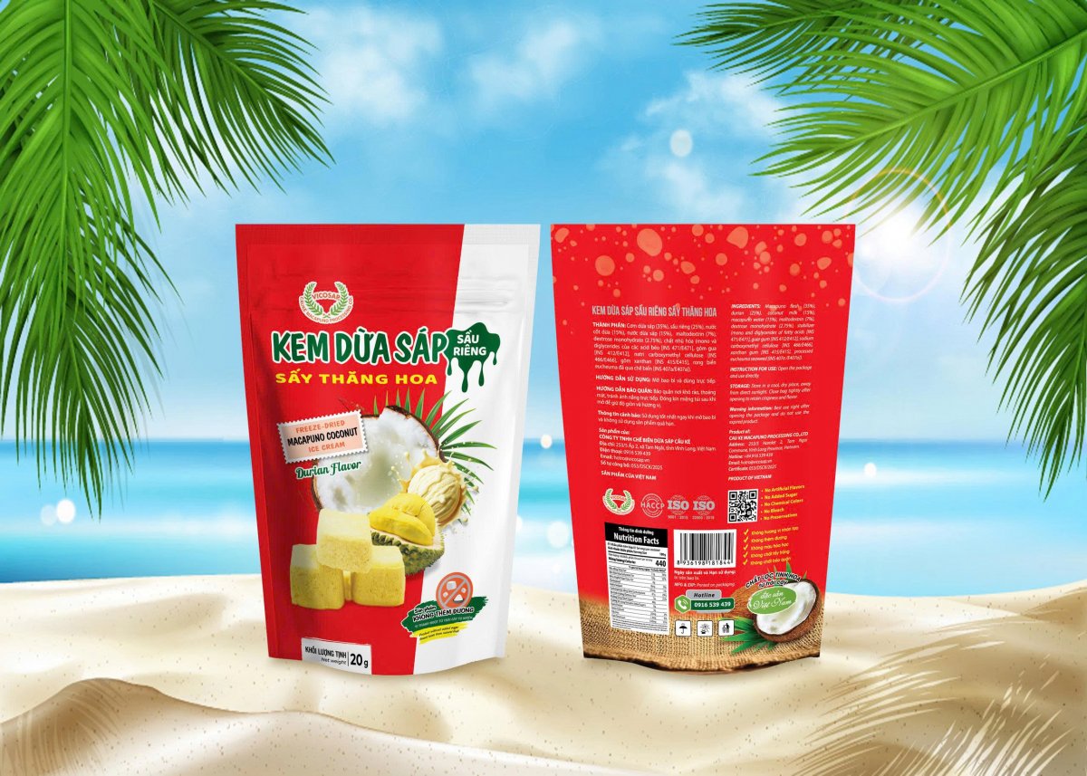 Kem dừa sáp sầu riêng sấy thăng hoa 20g