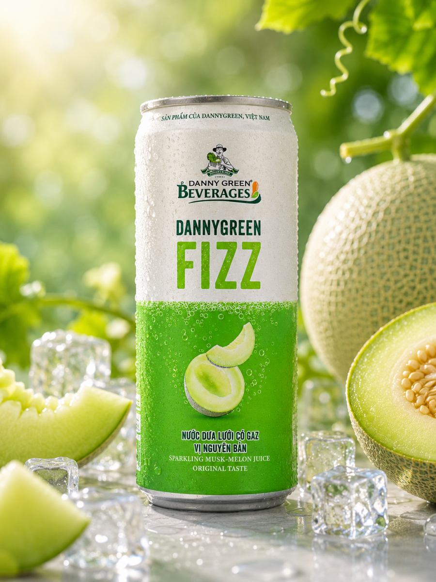 Thùng 24 Lon Nước Dưa lưới có Gaz vị nguyên bản - Danny Green - 320ml